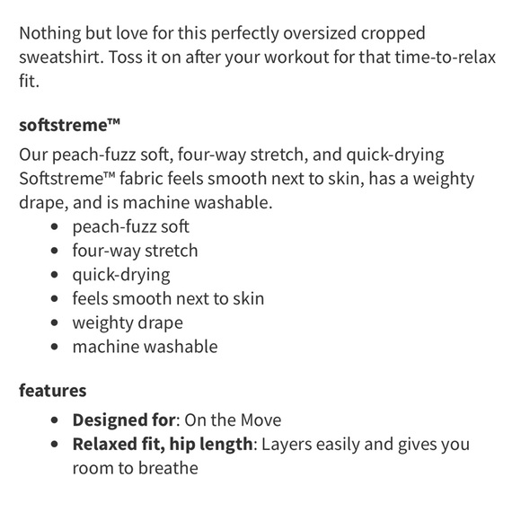 NWT Lululemon Perfectly Oversized Cropped Crew *Softstreme Black Size 8 - Picture 9 of 10